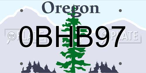 0BHB97 Oregon License Plate