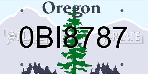 0BI8787 Oregon License Plate
