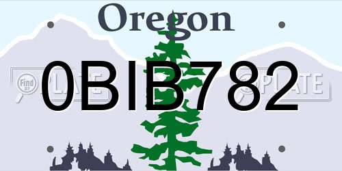 0BIB782 Oregon License Plate