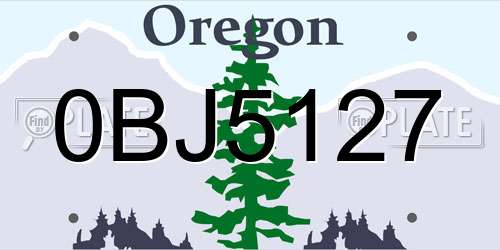 0BJ5127 Oregon License Plate