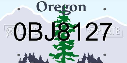 0BJ8127 Oregon License Plate