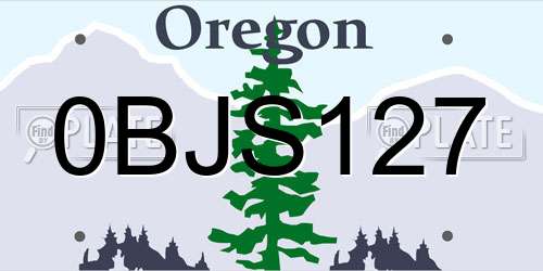 0BJS127 Oregon License Plate