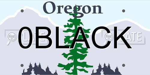 0BLACK Oregon License Plate