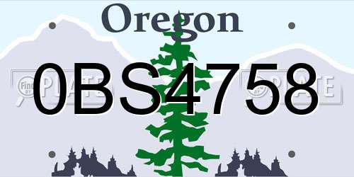 0BS4758 Oregon License Plate