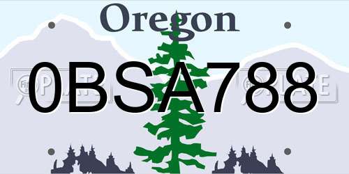 0BSA788 Oregon License Plate