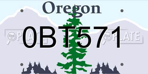 0BT571 Oregon License Plate