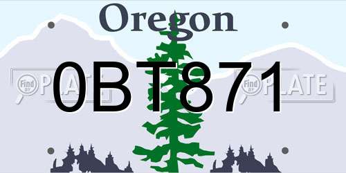 0BT871 Oregon License Plate
