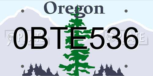 0BTE536 Oregon License Plate