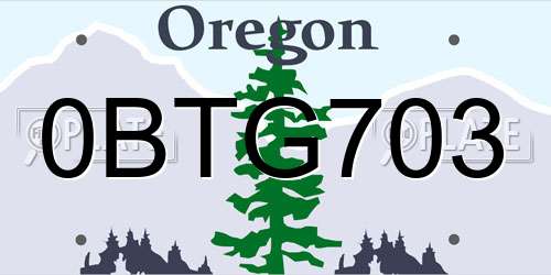 0BTG703 Oregon License Plate