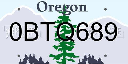 0BTQ689 Oregon License Plate