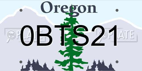 0BTS21 Oregon License Plate