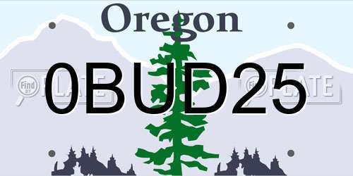 0BUD25 Oregon License Plate