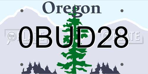 0BUD28 Oregon License Plate