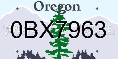 0BX7963 Oregon License Plate