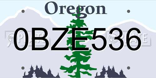 0BZE536 Oregon License Plate