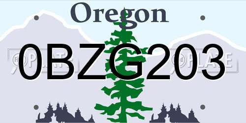 0BZG203 Oregon License Plate