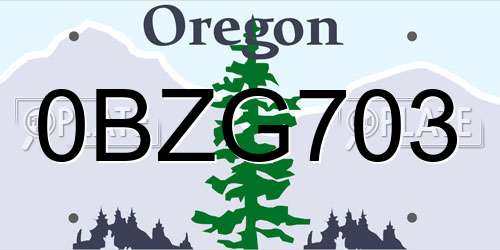 0BZG703 Oregon License Plate