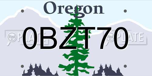 0BZT70 Oregon License Plate