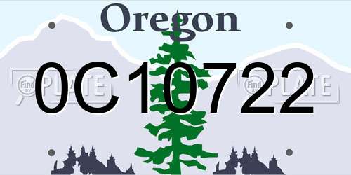 0C10722 Oregon License Plate
