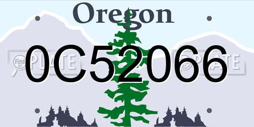 0C52066 Oregon License Plate