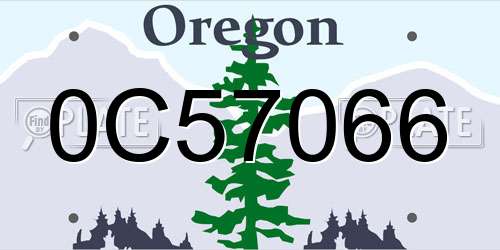 0C57066 Oregon License Plate