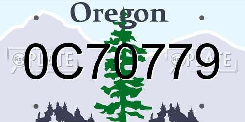 0C70779 Oregon License Plate