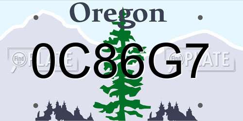 0C86G7 Oregon License Plate