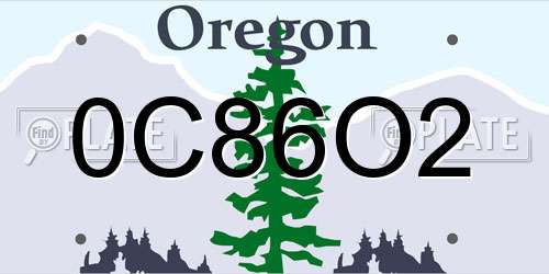 0C86O2 Oregon License Plate