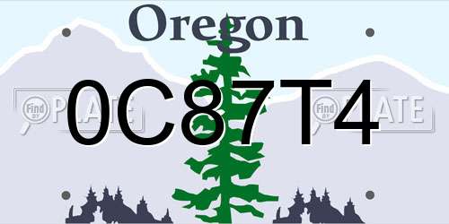 0C87T4 Oregon License Plate