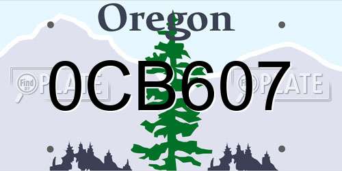 0CB607 Oregon License Plate