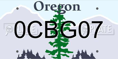 0CBG07 Oregon License Plate
