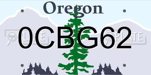 0CBG62 Oregon License Plate