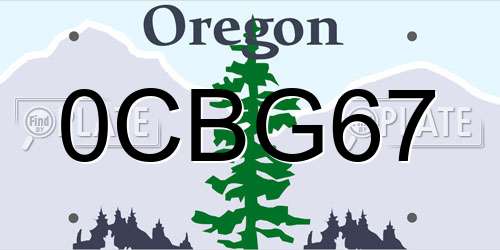 0CBG67 Oregon License Plate