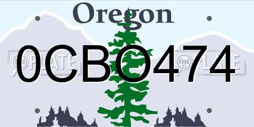 0CBO474 Oregon License Plate