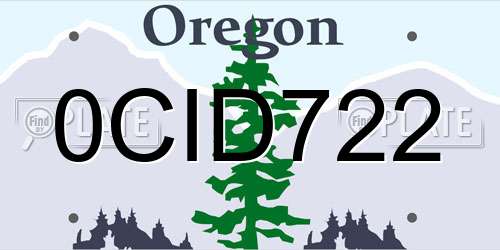 0CID722 Oregon License Plate