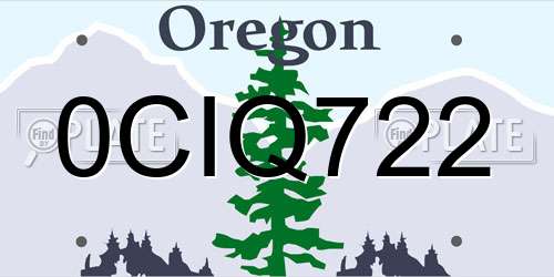 0CIQ722 Oregon License Plate