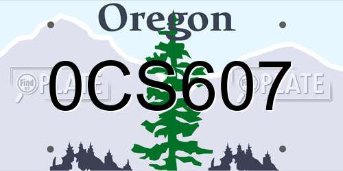 0CS607 Oregon License Plate