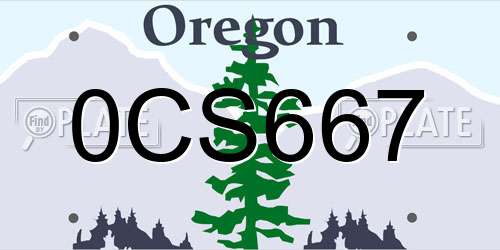 0CS667 Oregon License Plate
