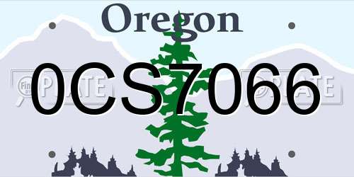 0CS7066 Oregon License Plate