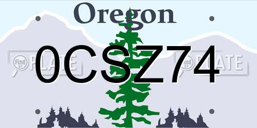 0CSZ74 Oregon License Plate