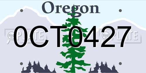 0CT0427 Oregon License Plate