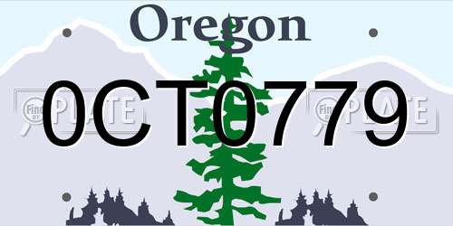 0CT0779 Oregon License Plate