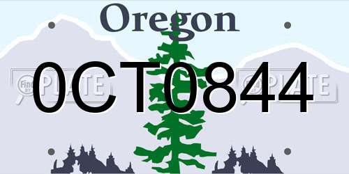 0CT0844 Oregon License Plate
