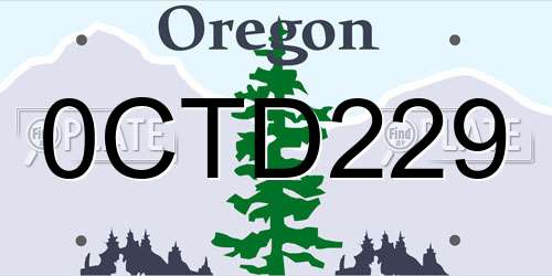 0CTD229 Oregon License Plate