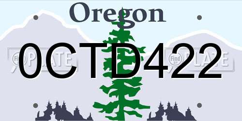 0CTD422 Oregon License Plate