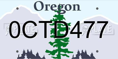 0CTD477 Oregon License Plate
