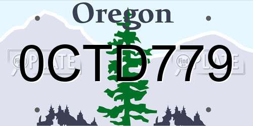 0CTD779 Oregon License Plate