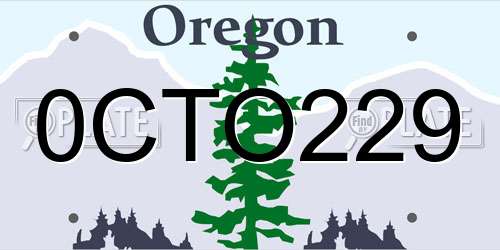 0CTO229 Oregon License Plate