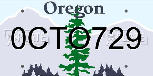 0CTO729 Oregon License Plate