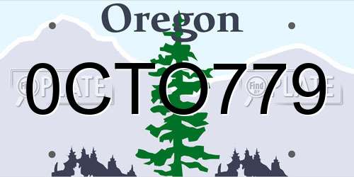 0CTO779 Oregon License Plate